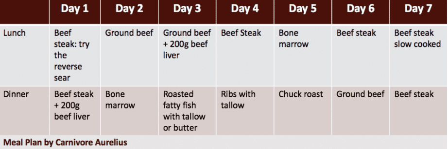 Carnivore Diet Meal Idea Week 1